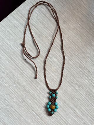 Collar Macramé Turquesa y Ojo de Tigre