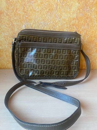 Borsa a tracolla vintage Fendi marrone multicolore