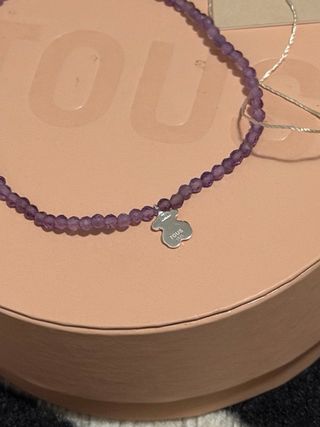 Pulsera Tous Lila con Oso Plata