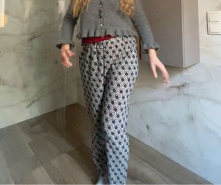 Pantalón ancho estampado cómodo XL