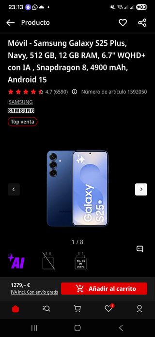 Samsung Galaxy S25+ 12gb Ram 512GB memoria Azul