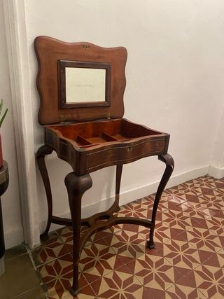 Mesa joyero/costurero antiguo madera