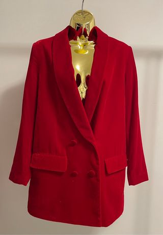 Vestido/Blazer Veludo Vermelho Zara