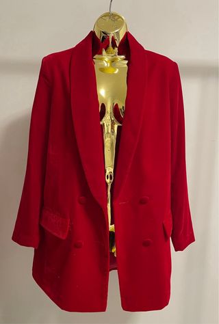 Vestido/Blazer Veludo Vermelho Zara