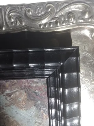 Antiguo óleo barco en mar