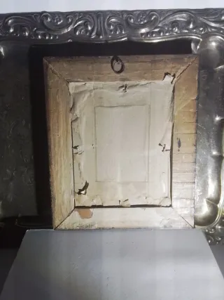 Antiguo óleo barco en mar