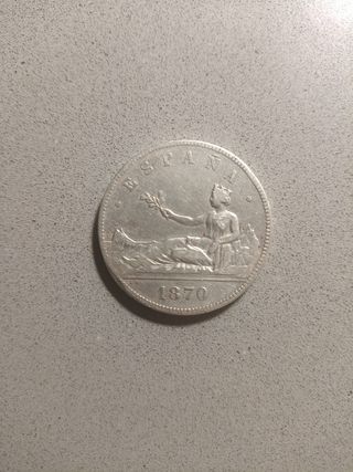 5 Pesetas 1870 Plata Ley (Gobierno Provisional)
