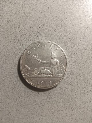 5 Pesetas 1870 Plata Ley Gobierno Provisional