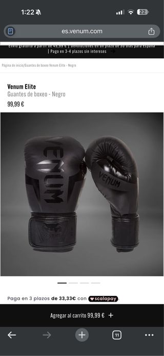 Guantes de boxeo Venum negros 16oz