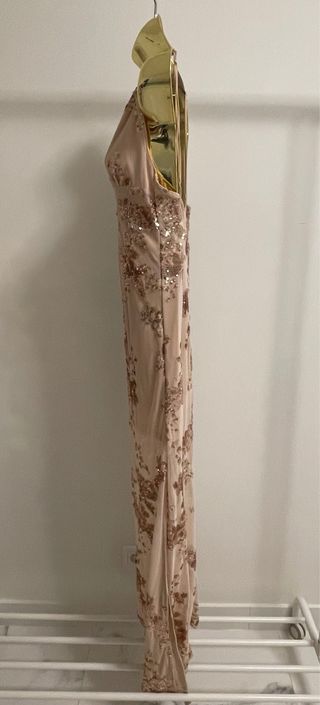 Vestido longo dourado rosa com lantejoulas