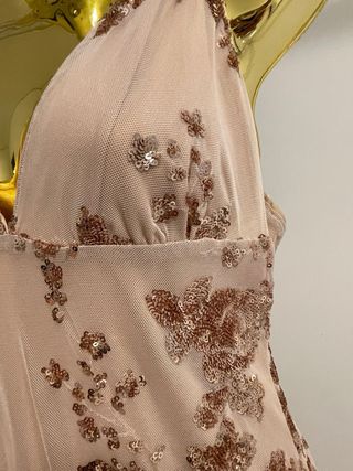 Vestido longo dourado rosa com lantejoulas
