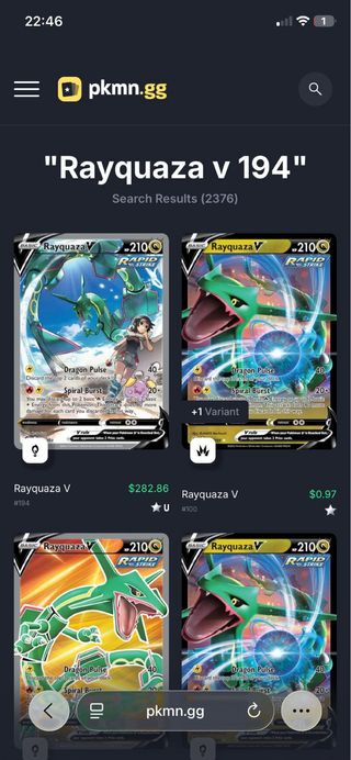 Carta Pokémon Rayquaza V 194/203