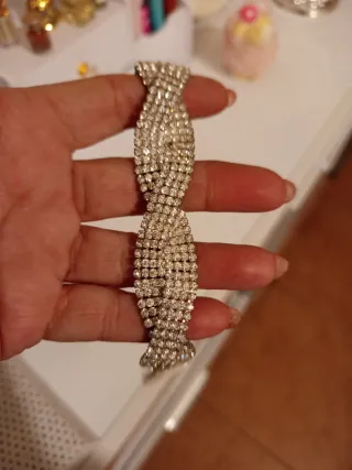 Pulsera de Brillantes Plateada