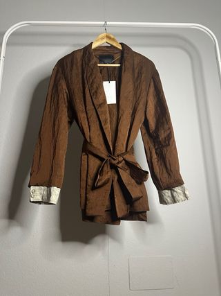 Blazer Kimono Zara Marrón Talla S