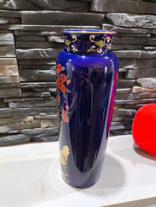 Vaso giapponese Kutani cobalto gallo oro vintage