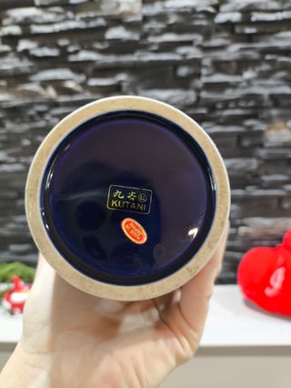 Vaso giapponese Kutani cobalto gallo oro vintage