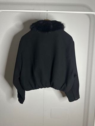 Abrigo Woman Zara Negro Cuello Pelo Talla L