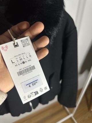 Abrigo Woman Zara Negro Cuello Pelo Talla L