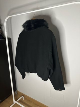 Abrigo Woman Zara Negro Cuello Pelo Talla L