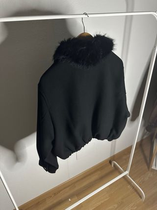 Abrigo Woman Zara Negro Cuello Pelo Talla L