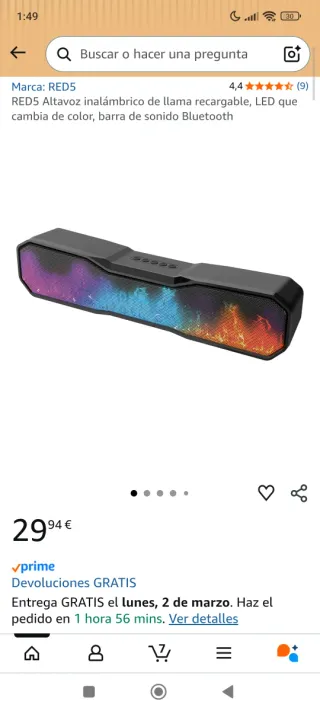 Altavoz Bluetooth LED efecto llamas