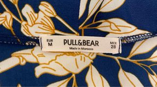 Quimono Pull&Bear floral azul e dourado