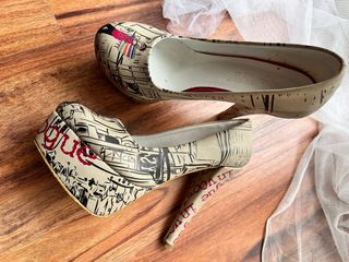 Sapatos Salto Alto Goby Bege Multicolor