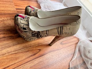 Sapatos Salto Alto Goby Bege Multicolor