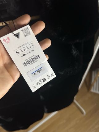 Abrigo Zara Woman Pelo Sintético Negro Talla S