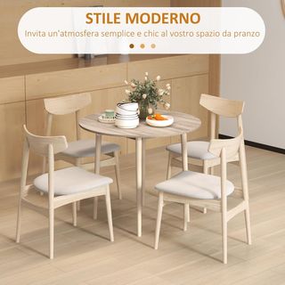 Mesa Plegable de Abertura para Cocina y Sala de Estar, Mesa de Comedor en Aglomerado y Madera de Pino, Ø89X73.5 Cm, Color Madera