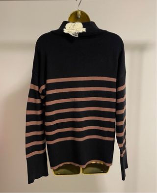 Camisola/casaco malha preto e castanho