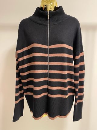 Camisola/casaco malha preto e castanho