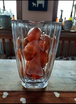 Jarrón Orrefors Cristal Diseño Mujer Flores