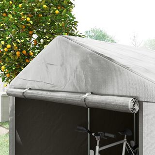 Tenda pieghevole per strumenti 1.6X2M, tenda da garage per biciclette e moto con copertura anti-UV e porta larga, grigio chiaro