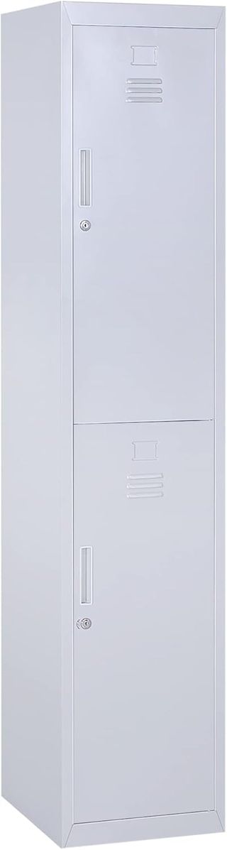 Armadio 4 Ripiani 2 Porte Chiusura Sicura Ufficio Garage Laboratorio Acciaio Laminato a Freddo 38X46X180Cm Grigio