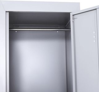 Armadio 4 Ripiani 2 Porte Chiusura Sicura Ufficio Garage Laboratorio Acciaio Laminato a Freddo 38X46X180Cm Grigio