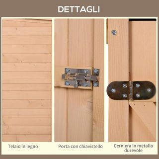 Caseta de Jardín de Madera con Techo Impermeable, Armario para Herramientas de Exterior con 2 Estantes, 75X56X115Cm, Color Madera