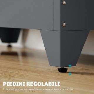 Armadio da ufficio a 3 livelli con 2 ripiani regolabili, armadio in metallo per documenti con 2 porte, per casa, ufficio e garage, 75X33X110Cm, grigio