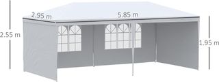 Gazebo da Giardino 6x3 M con Fori di Drenaggio, Pareti Rimovibili e Finestre, Gazebo Esterno in Acciaio e PE, Protezione UV, per Giardino, Feste, Campeggio, Matrimoni e Mercati, Bianco
