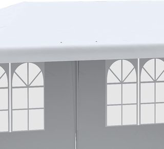 Gazebo da Giardino 6x3 M con Fori di Drenaggio, Pareti Rimovibili e Finestre, Gazebo Esterno in Acciaio e PE, Protezione UV, per Giardino, Feste, Campeggio, Matrimoni e Mercati, Bianco