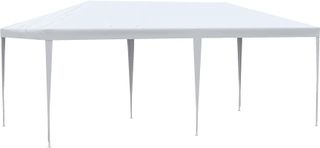 Gazebo da Giardino 6x3 M con Fori di Drenaggio, Pareti Rimovibili e Finestre, Gazebo Esterno in Acciaio e PE, Protezione UV, per Giardino, Feste, Campeggio, Matrimoni e Mercati, Bianco