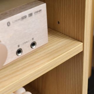 Mobile TV 46" Max in Agglomerate e Legno, Mobile TV Moderno con 2 Ripiani Aperti Regolabili e Armadio, 110X39X48.8 Cm, Color Legno e Bianco