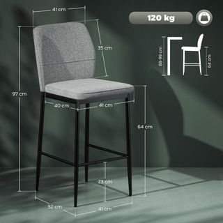 Set di 2 Sgabelli da Bar in Velluto, Sedie Alte Moderne con Poggiapiedi e Schienale, Sgabelli da Cucina e Soggiorno, 41X52X97 Cm, Grigio