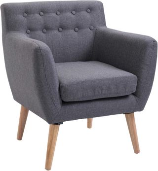 Poltrona Moderna Imbottitura, Poltroncina Per Camera Da Letto Con Braccioli In Tessuto Legno 68 × 58,5 × 76Cm Grigio Chiaro