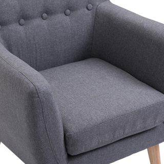 Poltrona Moderna Imbottitura, Poltroncina Per Camera Da Letto Con Braccioli In Tessuto Legno 68 × 58,5 × 76Cm Grigio Chiaro
