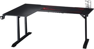 Scrivania da Gaming con Gancio per Cuffie, Scrivania per PC con Portabicchieri, Supporto per Gamepad e Tappetino, Nero, 168X109X78Cm