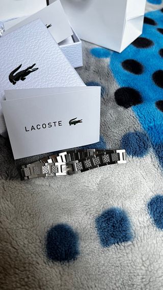 Pulsera Lacoste Plata y Blanco