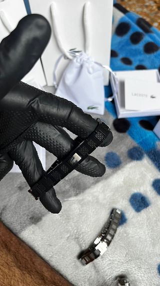 Pulsera Lacoste Negra y Plateada