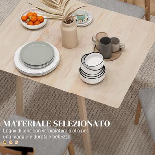 Mesa Plegable Ahorra Espacio con 2 Alas, Mesa de Comedor para 2-4 Personas en Madera de Pino, Color Madera Natural