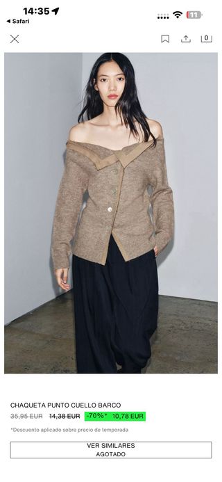 Chaqueta Zara cuello barco Talla S